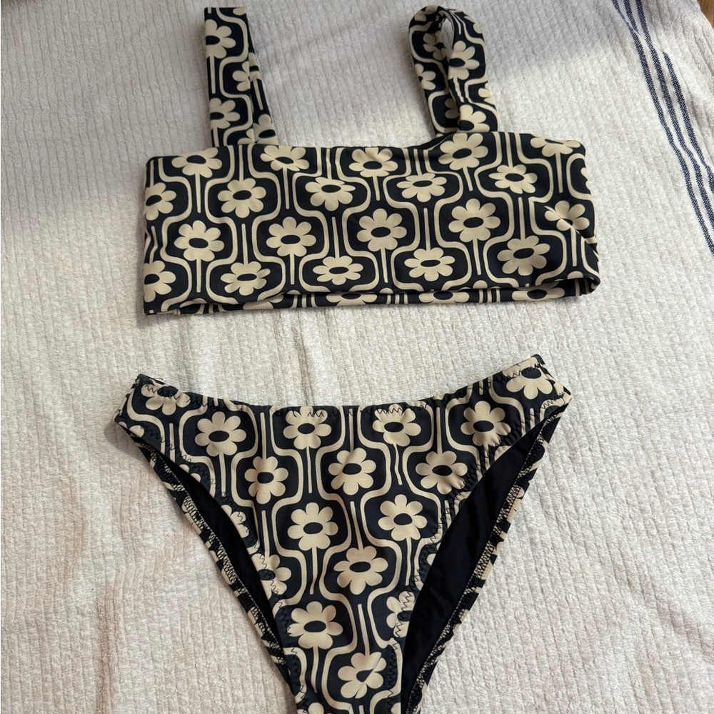 Navy and white floral ele swims